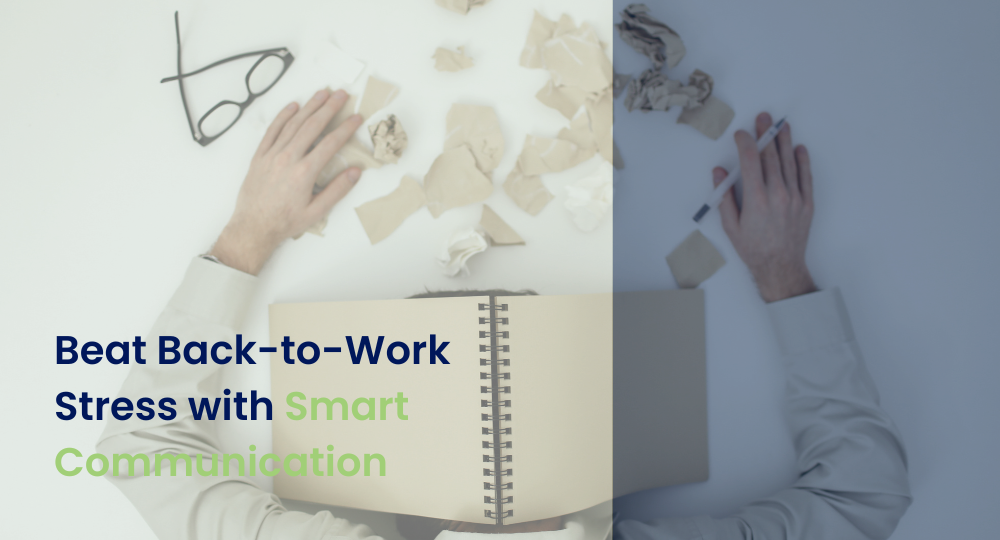 Overwhelmed employee facing a full inbox during return to work stress