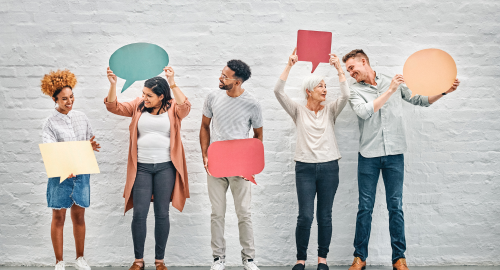 Professional overcoming impostor syndrome through PCM communication tools.